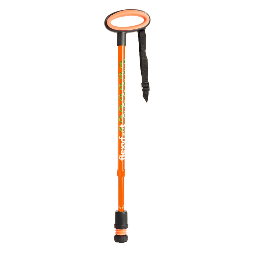 Flexyfoot Oval Handle Telescopic Walking Stick - Orange